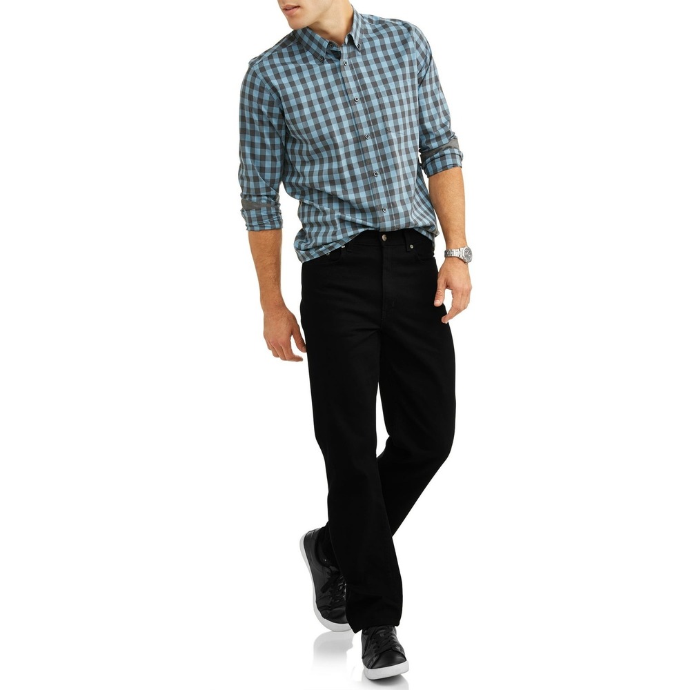 George Mens 100% Cotton Relaxed Fit Mid Rise Jeans 5 Pockets Black Size 34 x 32